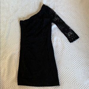 One Shoulder Black Lace Dress